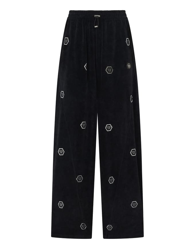 Chenille Skater Fit Tracksuit Pants Monogram Strass