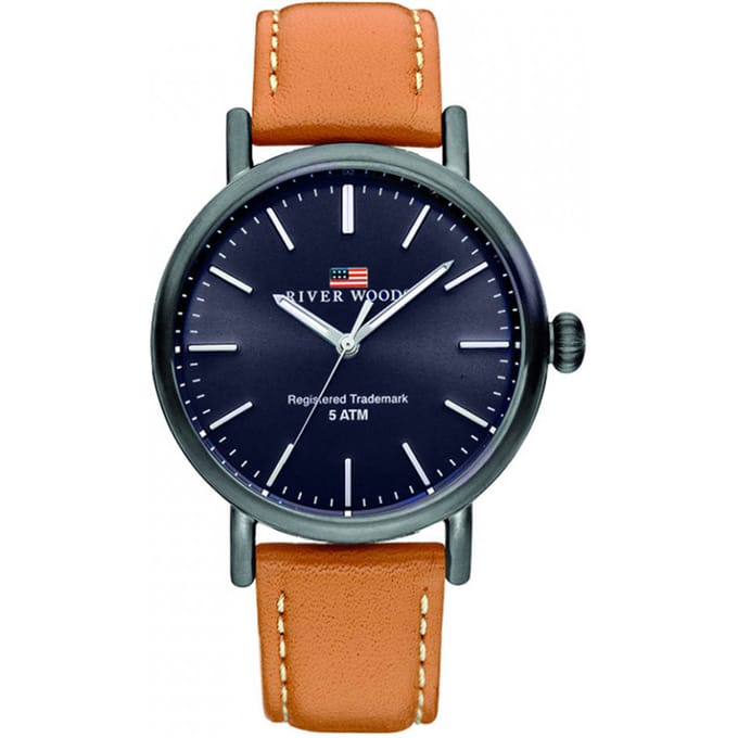 River Woods Hudson RW420031 Horloge - Leer - Bruin - Ø 42 mm