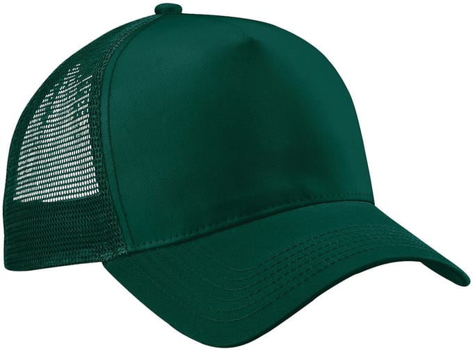 Beechfield Heren Half Mesh Trucker Cap / Hoofddeksel (2 stuks) (Flessengroen/Flessengroen)