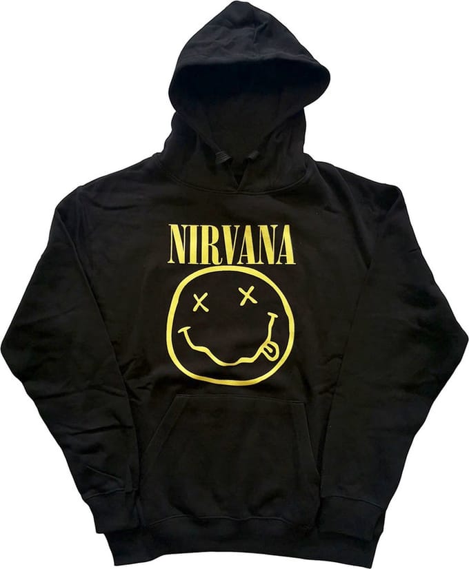 Nirvana - Yellow Happy Face Hoodie/trui - S - Zwart