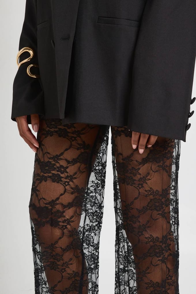 boohoo Dames Kantenbroek met rechte pijpen | Black | Maat: 16
