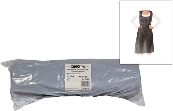 Hygostar Zwarte Wegwerpschorten plastic – 200 stuks – Wegwerp Overschorten op Rol