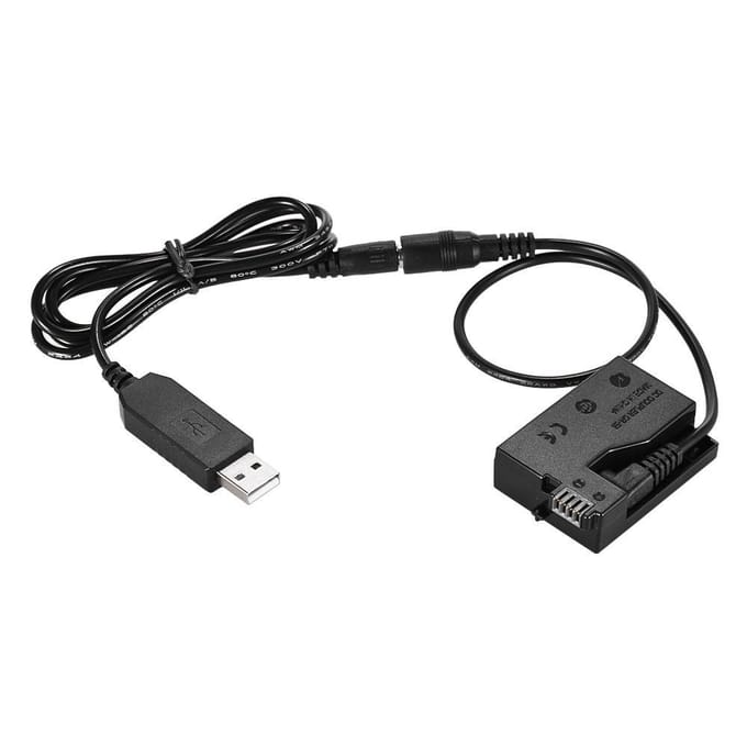 DR-E8 Dummy Batterij met DC Powerbank USB Adapterkabel Vervanging voor Camera Canon black