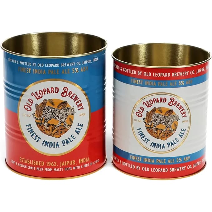 Rex London Retro Storage Tins - Bewaarblikken Medium - Old Leopard Brewery - Rood/Wit