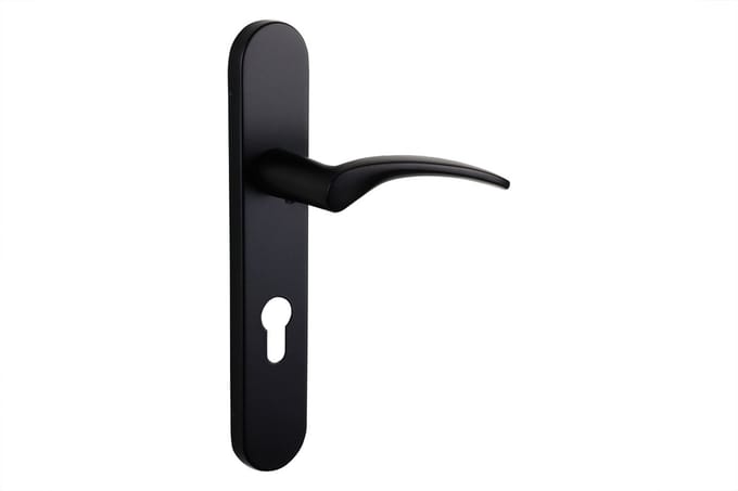 Lavuzo deurkruk Lodini Zwart met afgerond schild PC72 | Per set | Luxe deurbeslag | Deurklink met schild