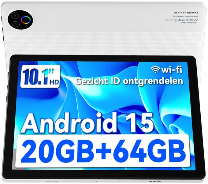 Hotlight - Android 15 Tablet - 10.1 inch - 20(3+17)GB RAM/64GB ROM– 5000mAh - Wit