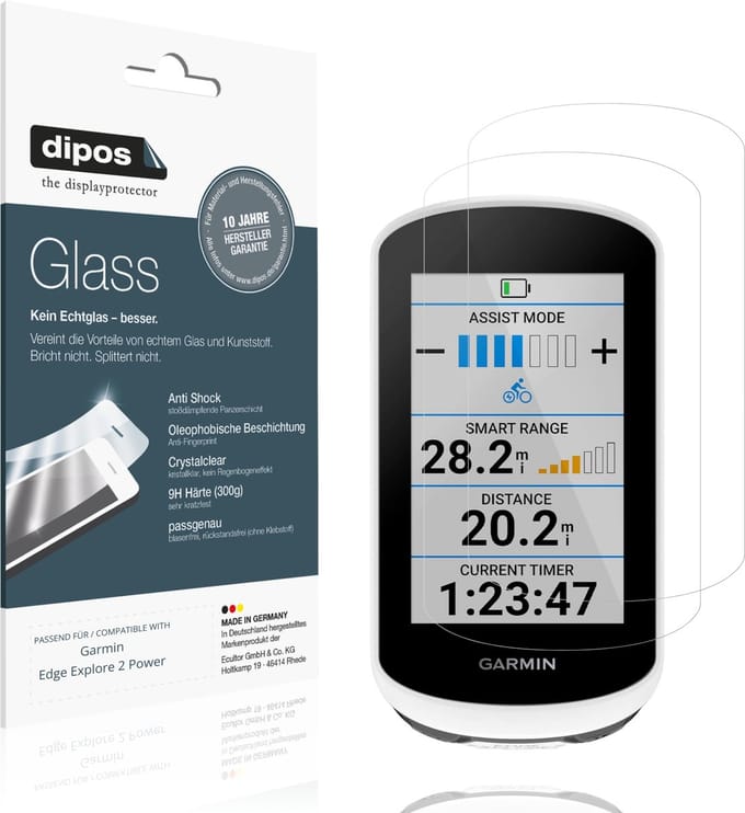 dipos – 2x Pantserfolie geschikt voor Garmin Edge Explore 2 Power | 9H Screenprotector