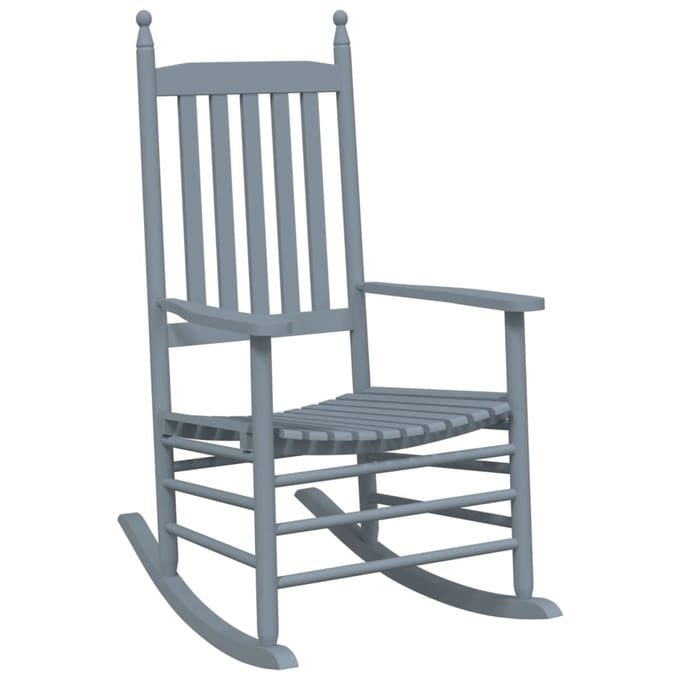 vidaXL - Schommelstoelen - 2 - st - met - inklapbare - tafel - populierenhout - grijs