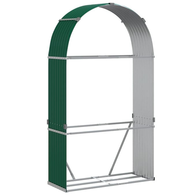 vidaXL - Haardhoutopslag - 120x45x210 - cm - gegalvaniseerd - staal - groen