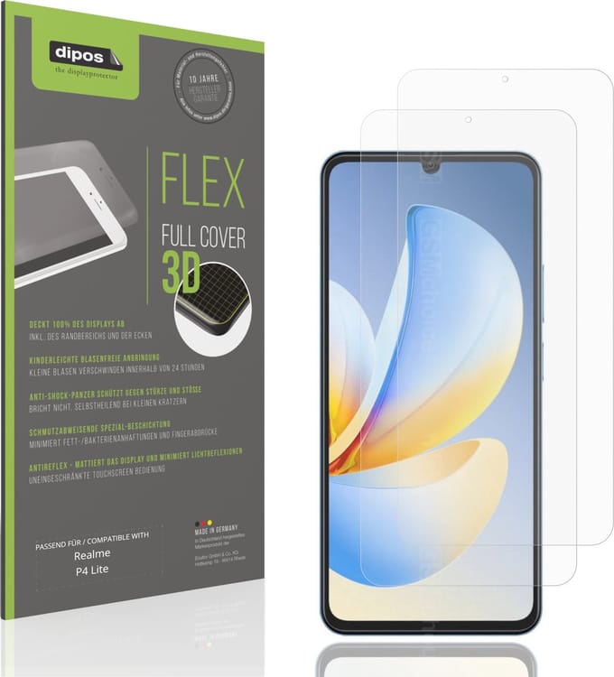 dipos FLEX – 2x Matte Screenprotector geschikt voor Realme P4 Lite | Volledige Schermbescherming | Case-Friendly