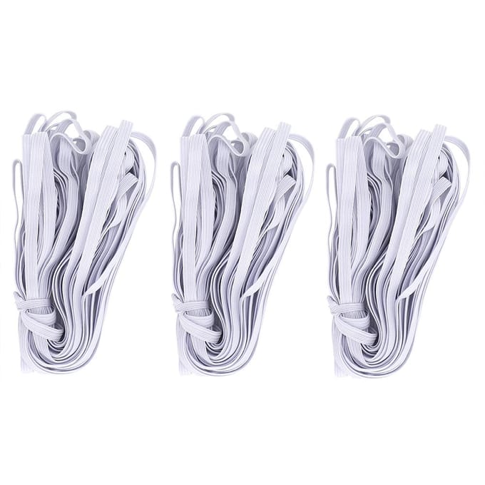3 Sacs 0.6cm 10m/32.8ft Cordon Élastique Plat Bandes pour Couture Vêtements Projet d'Artisanat DIY Blanc blanc