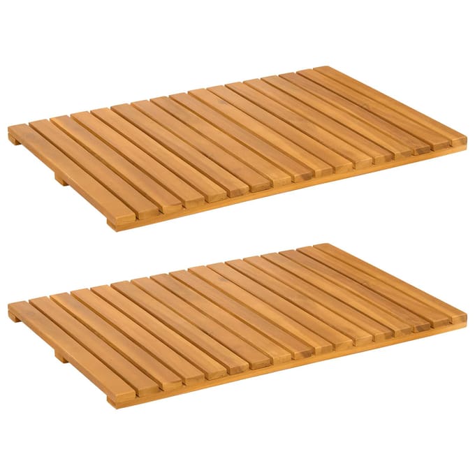 vidaXL - Badmat - 2 - st - Naturel - 60 - x - 40 - cm - Massief - Acacia - Hout