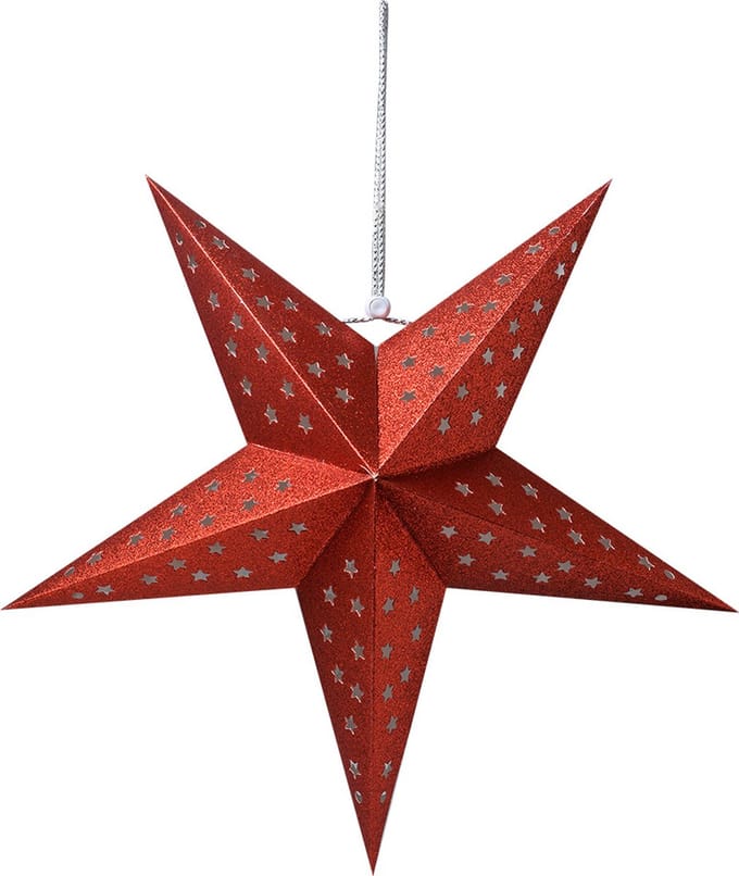 Clayre & Eef Hangende ster 45x15x45 cm Rood Papier