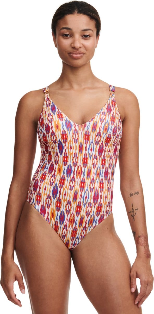 Chantelle Devotion - badpak zonder beugel - maat S - red ikat - C12SUF