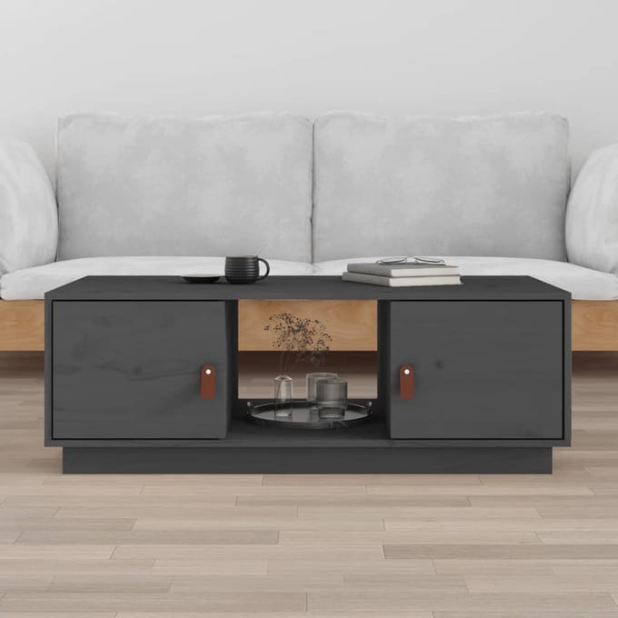 vidaXL - Salontafel - 100x50x35 - cm - massief - grenenhout - grijs