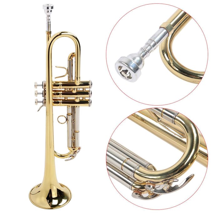 Driekleurige Trompet Professioneel Gecombineerd Type Muzikale Koperen Trompet met Accessoirekit beige