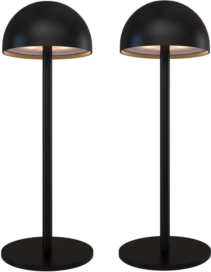 Ledvion - 2x Oplaadbare Tafellamp Vita - LED - Zwart - Dimbaar - IP54 - USB