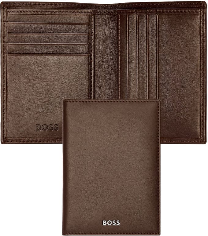 HUGO BOSS Leren Kaarthoes Classic Smooth Card Case Brown Bruine