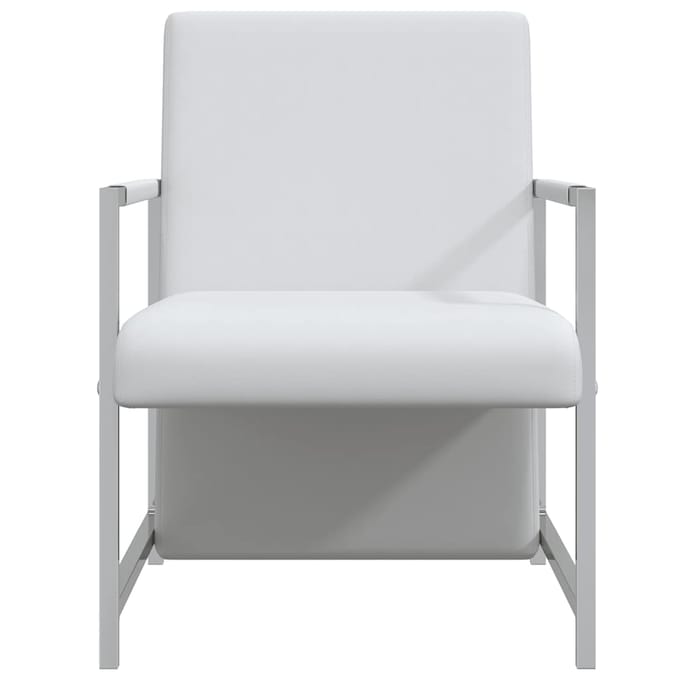vidaXL - Fauteuil - met - chromen - poten - kunstleer - wit