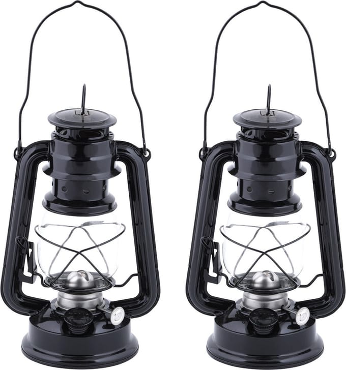 Fancy Flames Lantaarn - 2x stuks - zwart - - 11,7x15,7x24 cm - windlicht