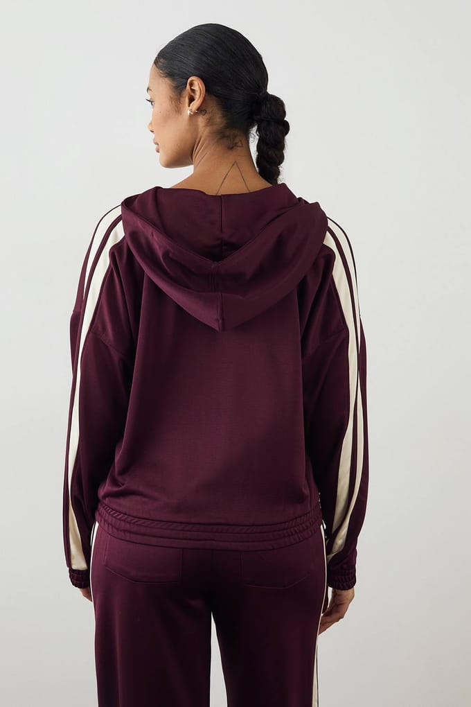 Dames DSGN Studio Tricot Zip Through Hoodie | Bordeaux Rood | Maat: Large