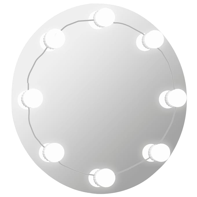 vidaXL - Wandspiegel - met - LED-lampen - rond - glas