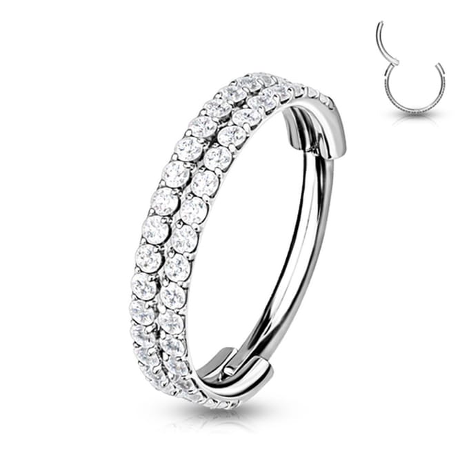 Piercing PVD high quality double CNC lined 1.2x8 - zilver - LMPiercings