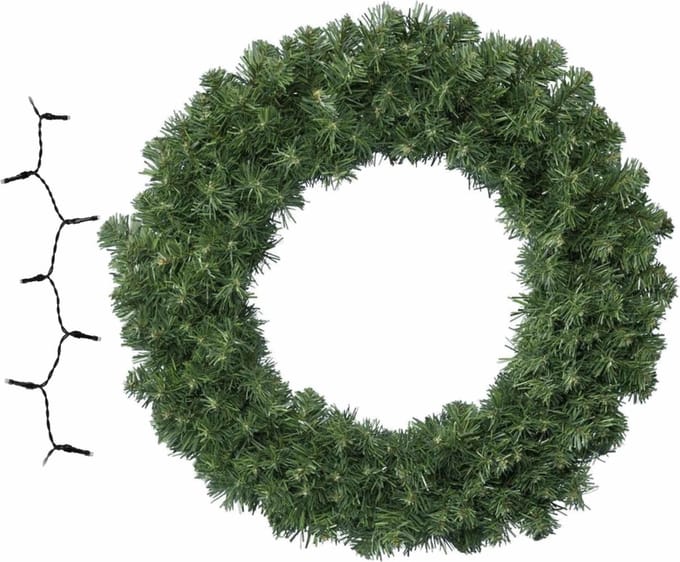Verlichte kerstkrans - D50 cm - helder witte LED lampjes