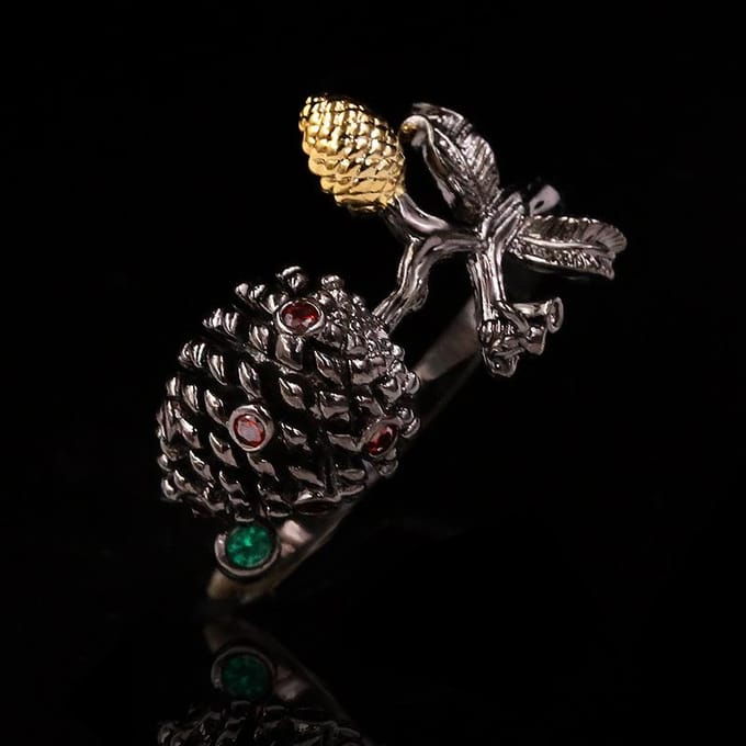 Bague Bouton Diamant Or Véritable Plaqué Cuivre Bicolore Électroplaqué Micro Sertissage Zircon No. 6 black