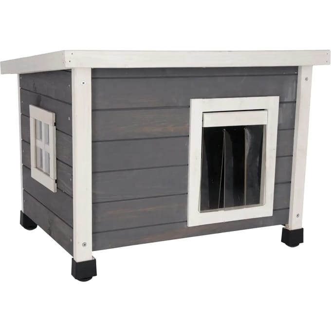 Kerbl Pet kattenhuis Rustica wit/grijs - 57x45x43cm