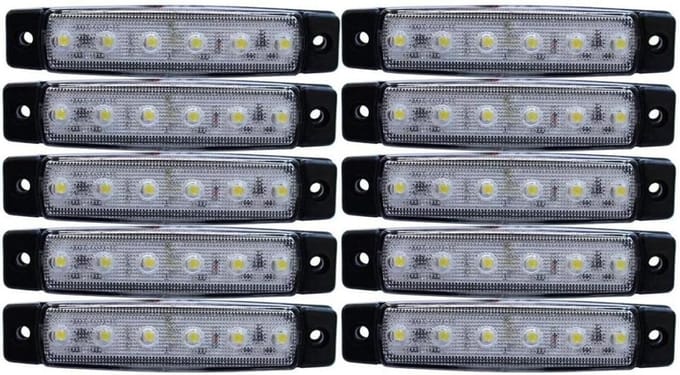 LED Achterlichten - Vrachtwagen Lampen - Veiligheid Zichtbaarheid - 12 Volt Set - 10 Stuks - Wit