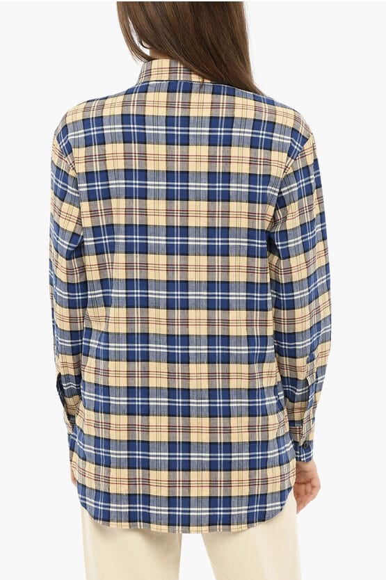 Dubbel borstzakje tartan ruit overhemd in multicolor
