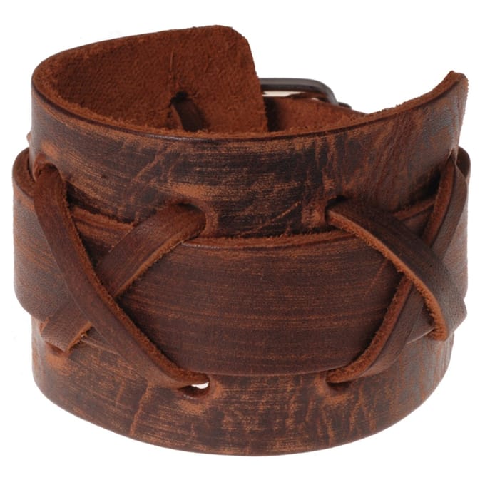Bruine Vintage Cross leren armband