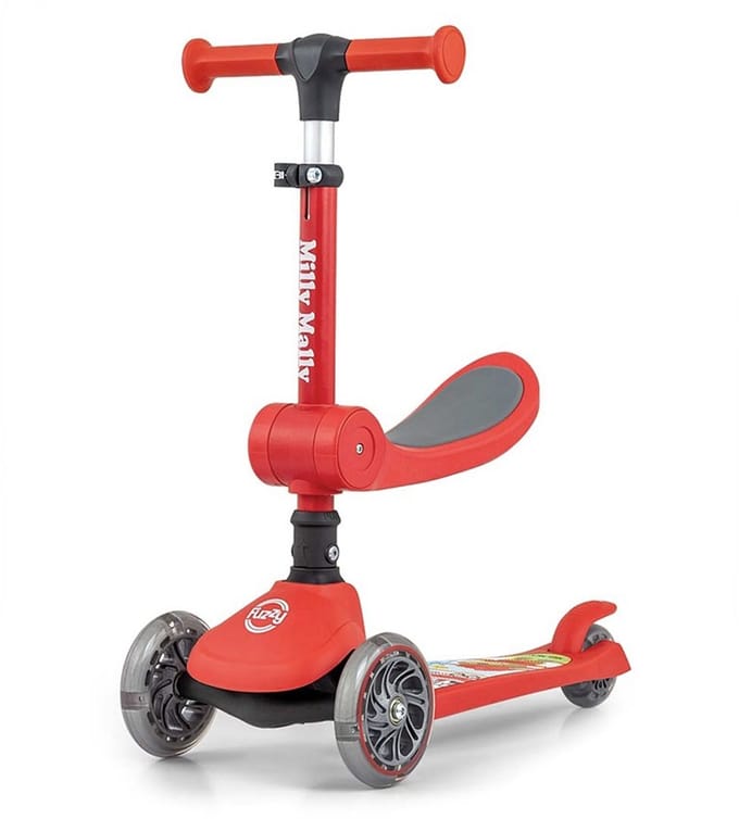 Milly Mally Fuzzy 3-wiel balancestep met zitje rood - Kinderstep