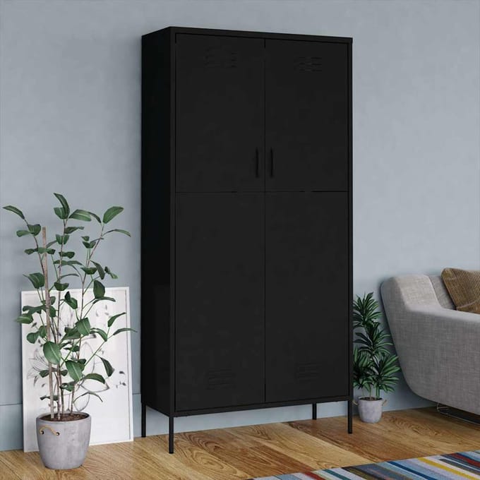vidaXL - Kledingkast - 90x50x180 - cm - staal - zwart