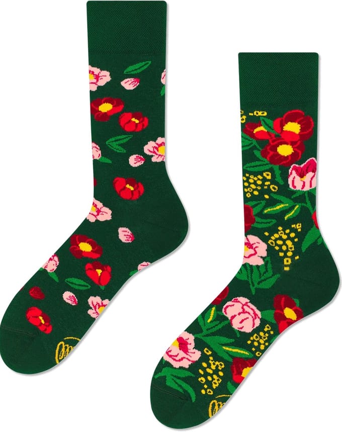 Many Mornings unisex sokken - Flower Power Green - Unisex - Maat: 35 - 38