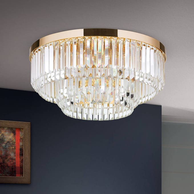 ORION LED plafondlamp Prism, goud, Ø 55 cm