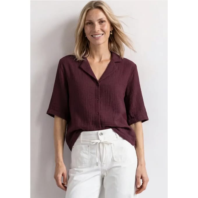 Mousselineblouse met bowlingkraag