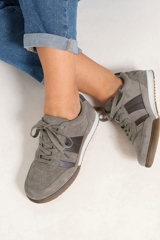 Yours Bruine Sneakers Met Zigzagdetail In Brede Epasvormsize 39E