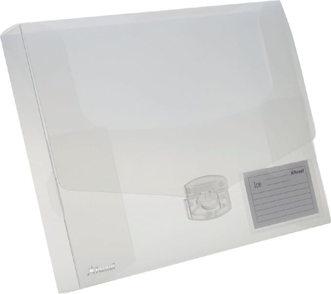 Rexel elastobox Ice transparant, rug van 4 cm 10 stuks