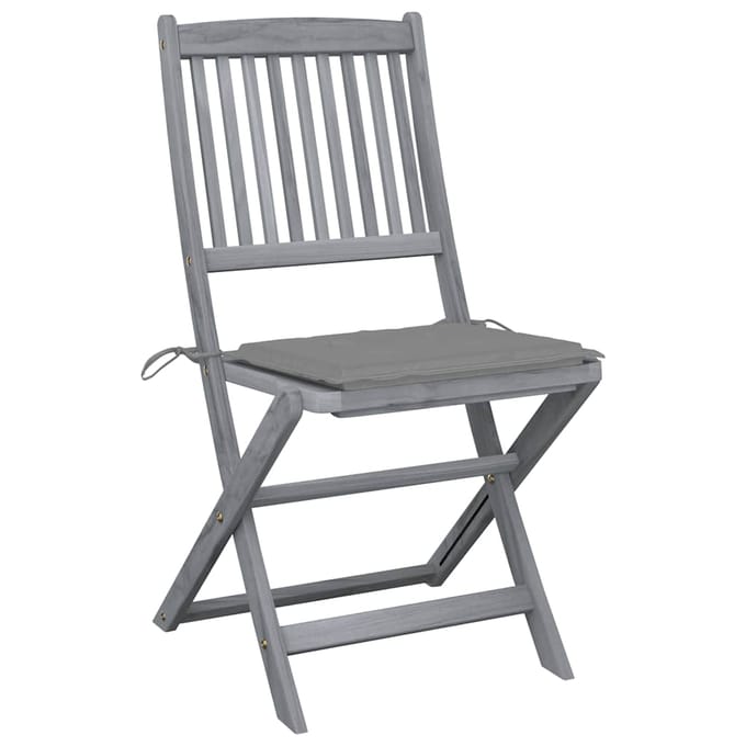 vidaXL - Set - van - 2 - klapstoelen - met - kussens, - gemaakt - van - massief - acaciahout.