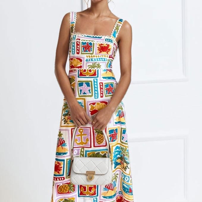 Nieuwe Damesmode Geprinte Salopette Rok Temperament Strapless Hoge Taille Jurk 3XL wit