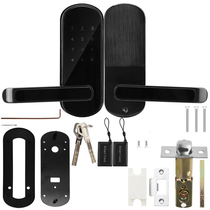 Serrure de porte électronique intelligente Bluetooth APP Carte Mot de passe Clavier numérique Tactile black