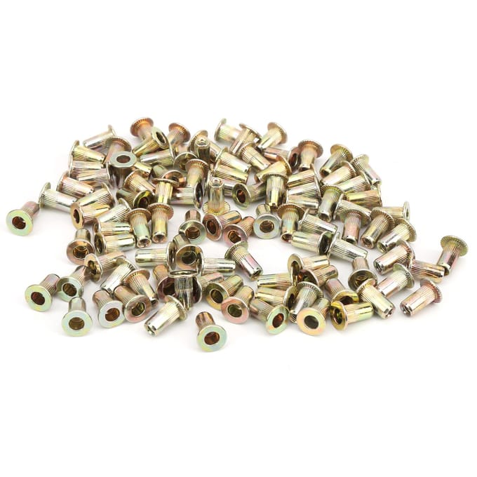 100 Stuks Klinkmoer Kleur Verzinkt Platte Kop Schroefdraad Nutsert Kit Hardware AccessoiresM3