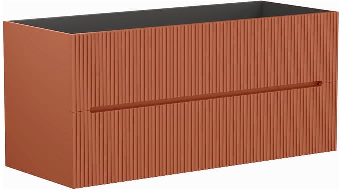 Vente-unique Zwevend, geribbeld wastafelmeubel, terracotta - 120 cm - PAVANI