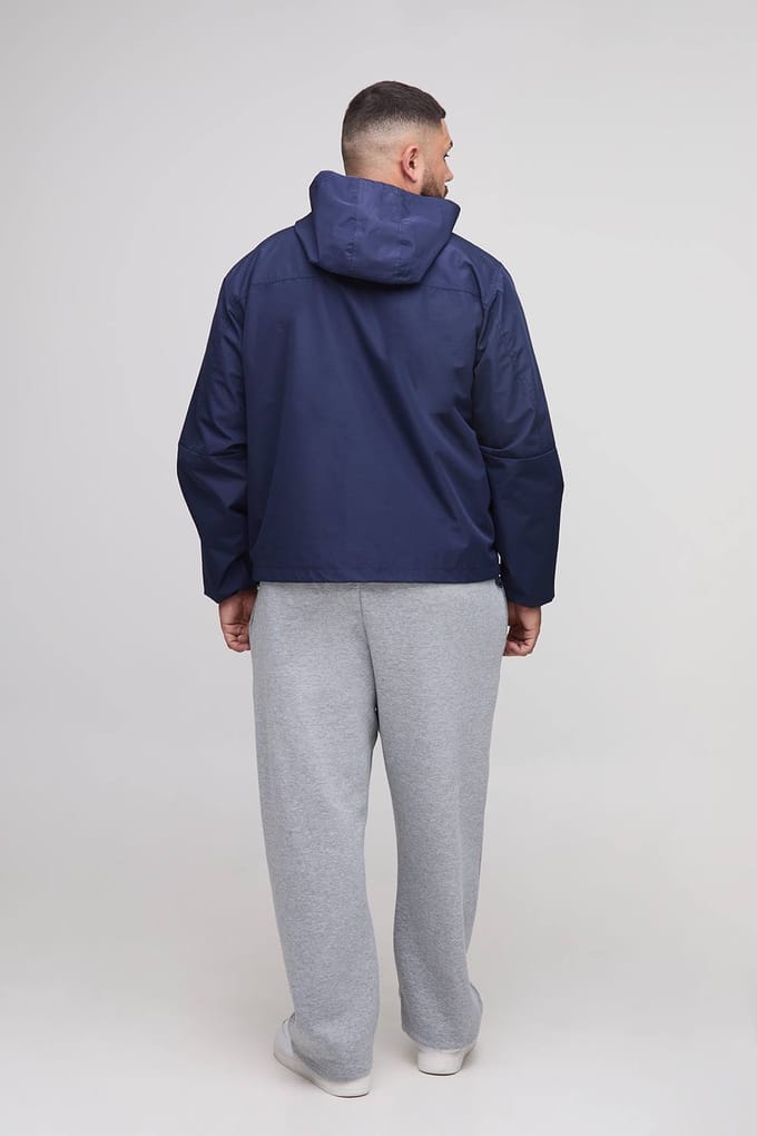 Plus Regular Fit Lightweight Gewatteerde Capuchonjas | Navy | Size 2XL