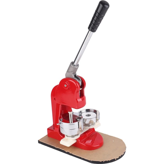 Badge Machine 58mm Handmatige Pons Perstool met Aluminiumlegering Schuifvorm + 500 Stuks Buttons red