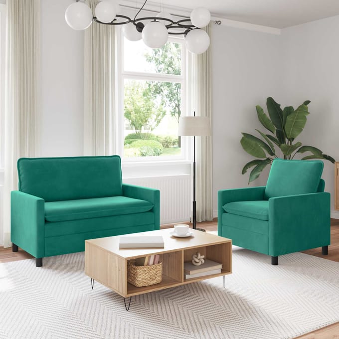 vidaXL - Bankstel - 2 - st - Turquoise - Fluweel