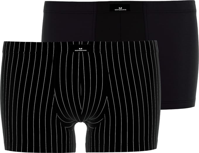 Gotzburg heren boxer normale lengte (2-pack) - zwart en zwart-wit gestreept