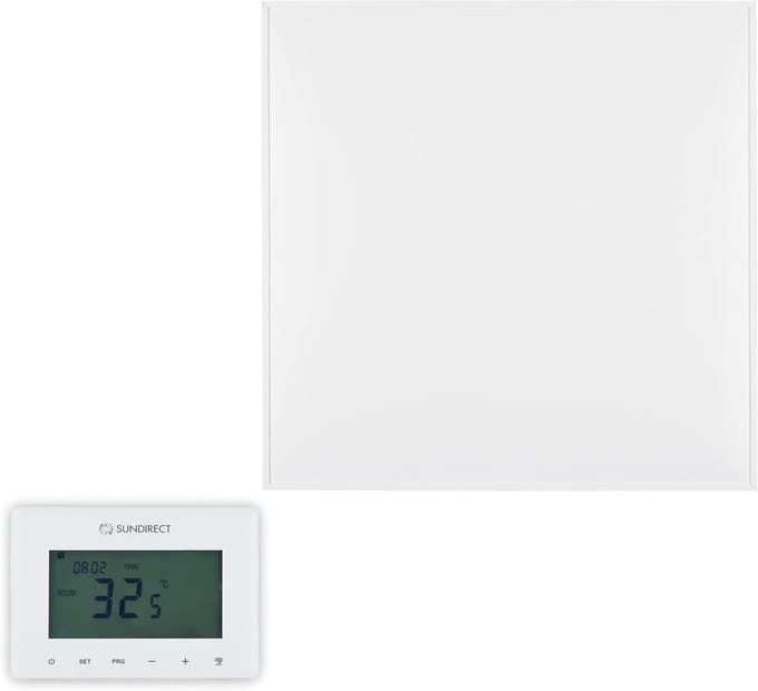 Infrarood Paneel - Verwarmingselement - Ruimte Verwarmen - Met Thermostaat - 60 x 60 cm - Wit